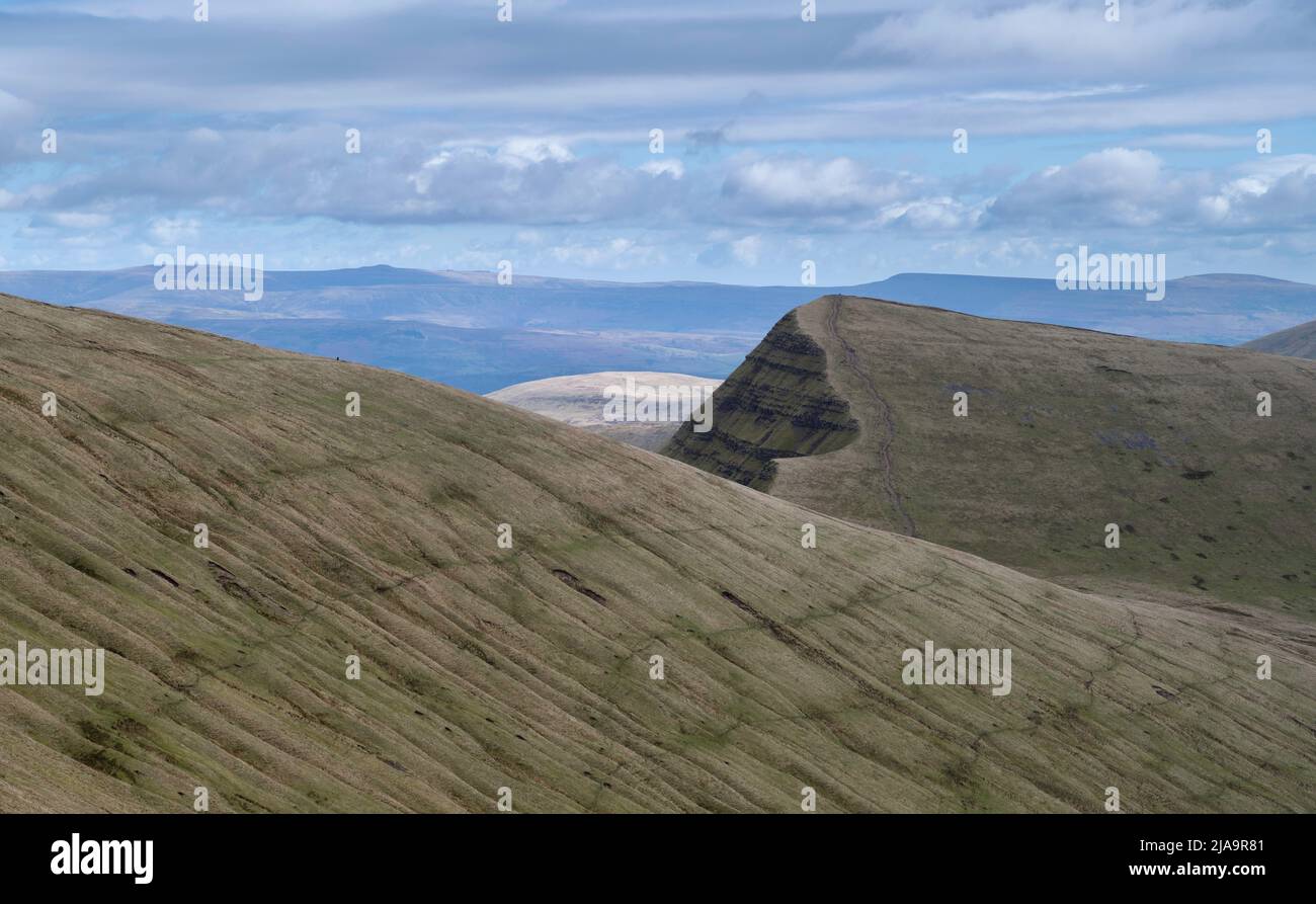 Blick vom Pen y Fan Mountain, Wales, Großbritannien. Stockfoto