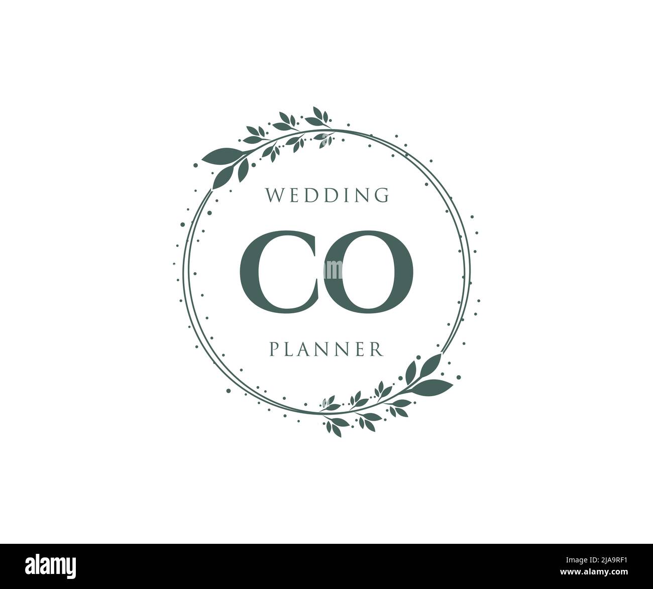 CO Initials Letter Hochzeit Monogram Logos Kollektion, handgezeichnete moderne minimalistische und florale Vorlagen für Einladungskarten, Save the Date, elegant Stock Vektor