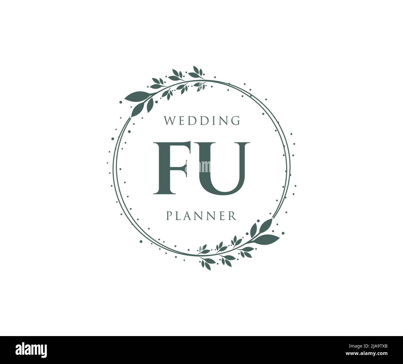 FU Initials Letter Hochzeit Monogram Logos Kollektion, handgezeichnete moderne minimalistische und florale Vorlagen für Einladungskarten, Save the Date, elegant Stock Vektor