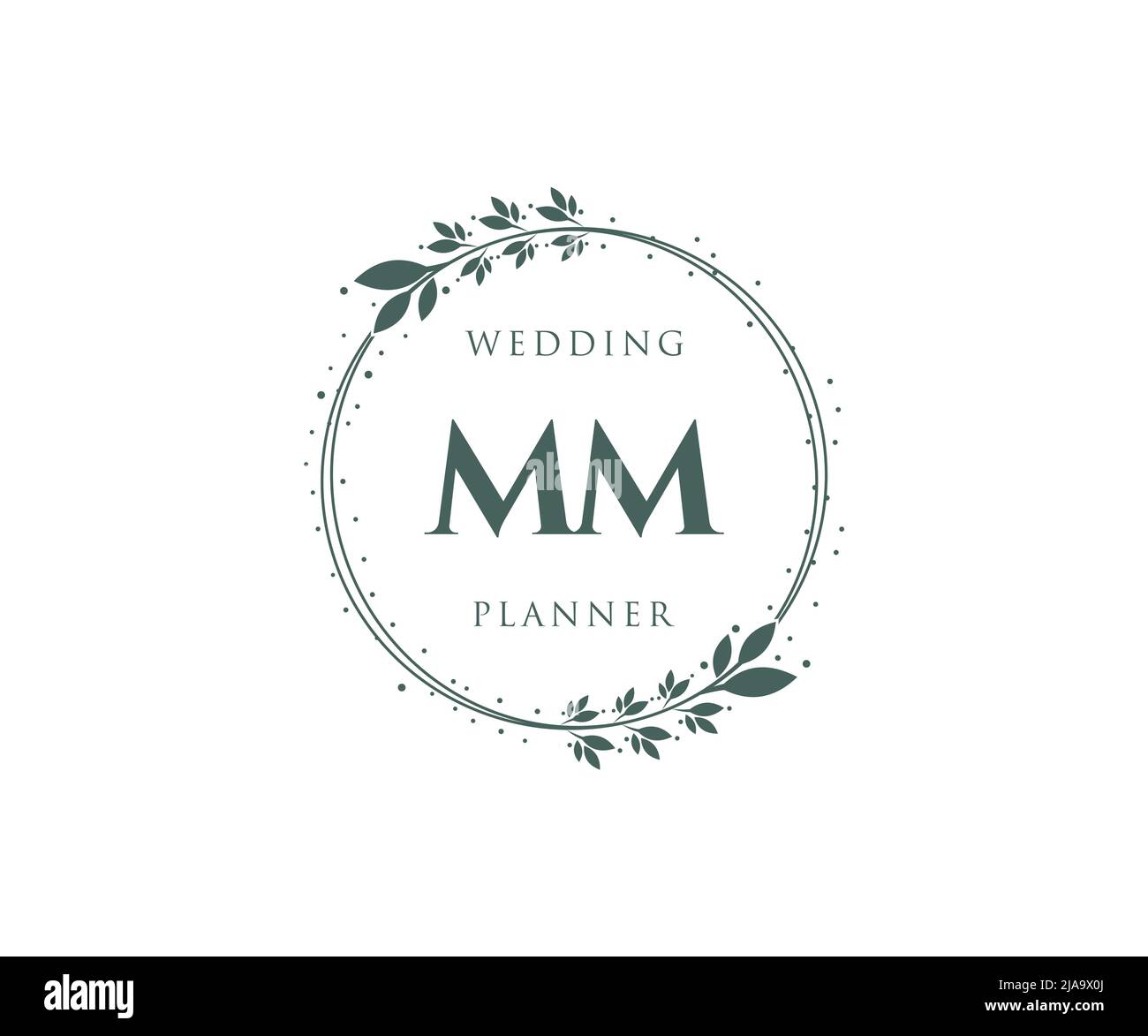 MM Initialen Brief Hochzeit Monogram Logos Kollektion, handgezeichnete moderne minimalistische und florale Vorlagen für Einladungskarten, Save the Date, elegant Stock Vektor