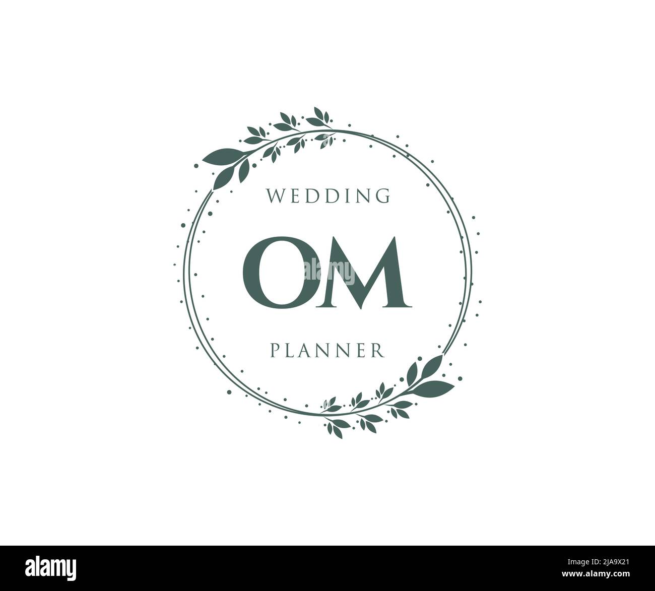 OM Initials Letter Hochzeit Monogram Logos Kollektion, handgezeichnete moderne minimalistische und florale Vorlagen für Einladungskarten, Save the Date, elegant Stock Vektor