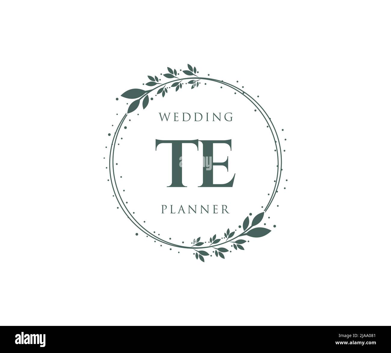 TE Initials Letter Hochzeitslogos-Kollektion, handgezeichnete, moderne, minimalistische und florale Vorlagen für Einladungskarten, Save the Date, elegant Stock Vektor