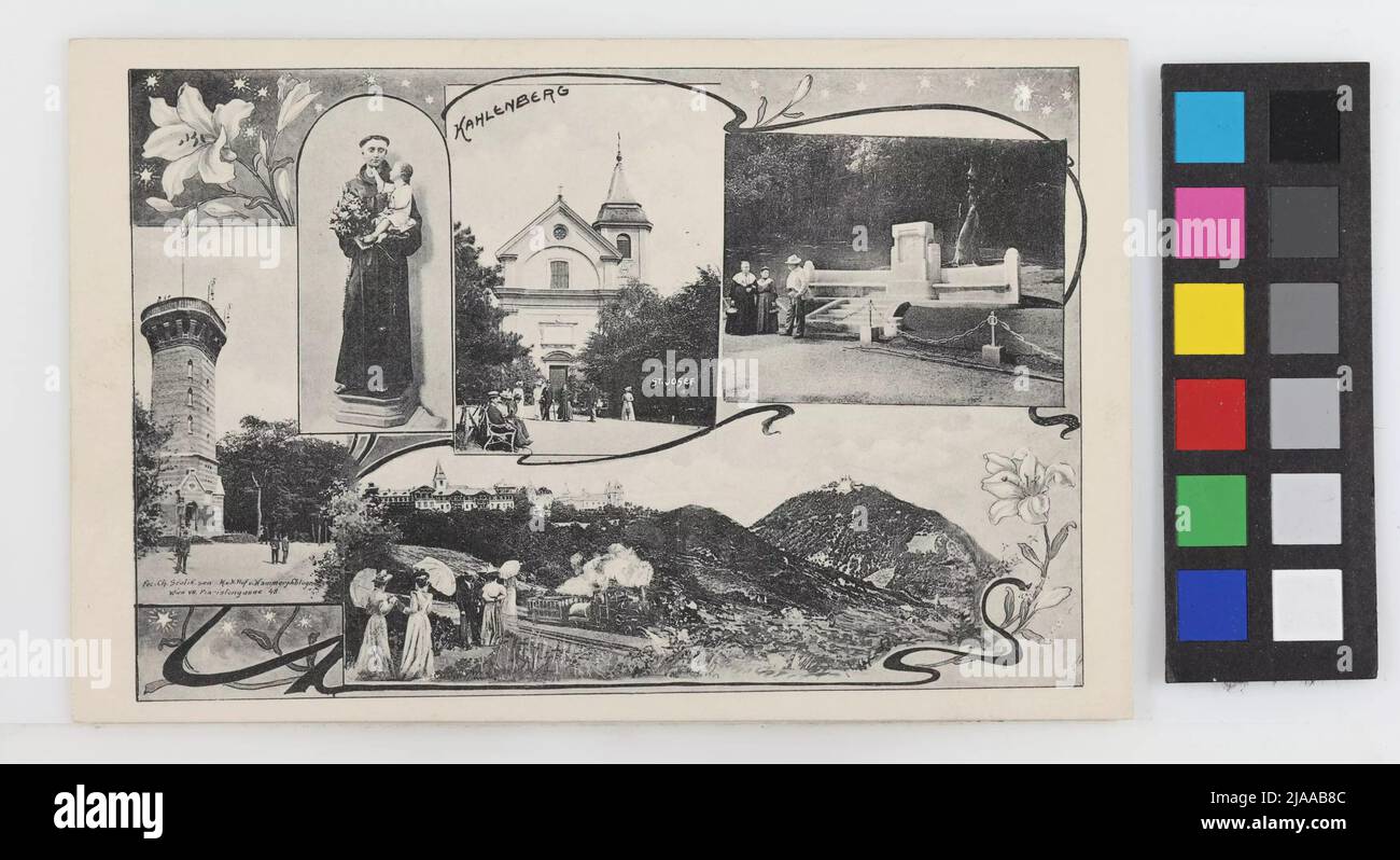 19., Kahlenberg-Mehrfachbildkarte: Mit Josefskirche, Stefanie-Warte ...