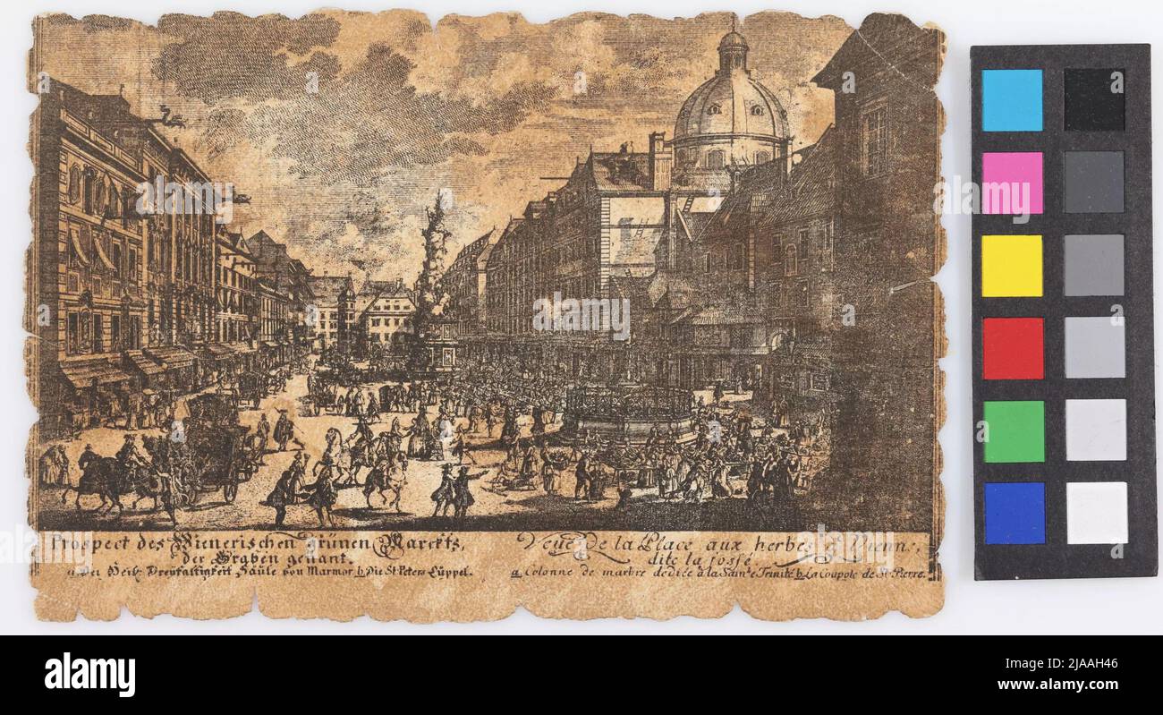 1., Graben - Blick auf Kohlmarkt - 1715, Postkarte. Danach: Johann Adam Delsenbach (1687-1765), Kupferstecher, fraglich: L. Kautsky, Produzent Stockfoto