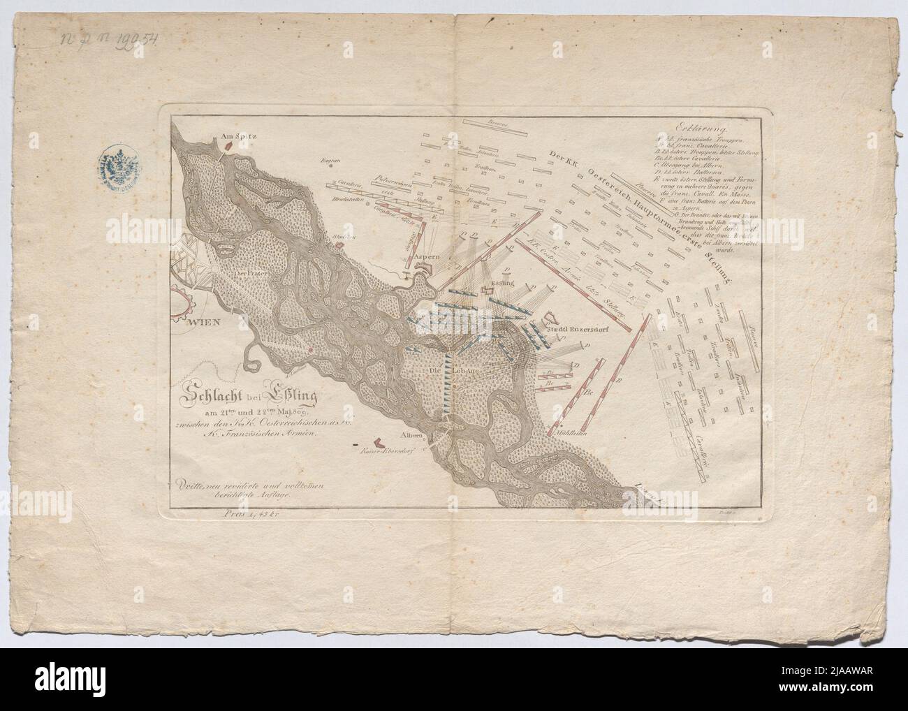Die Schlacht von Aspern und Eßling am 21. Und 22. Mai 1809. Karl Timlich, Kupferstecher Stockfoto