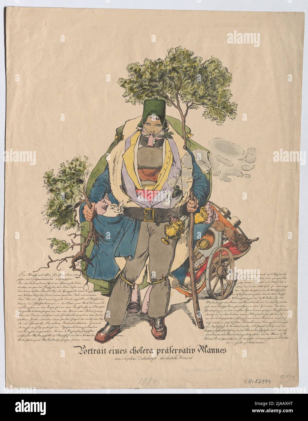 'Cholera Preservative man' (aus Saphir's Zeitschrift 'The German Horizon'). Unbekannt Stockfoto