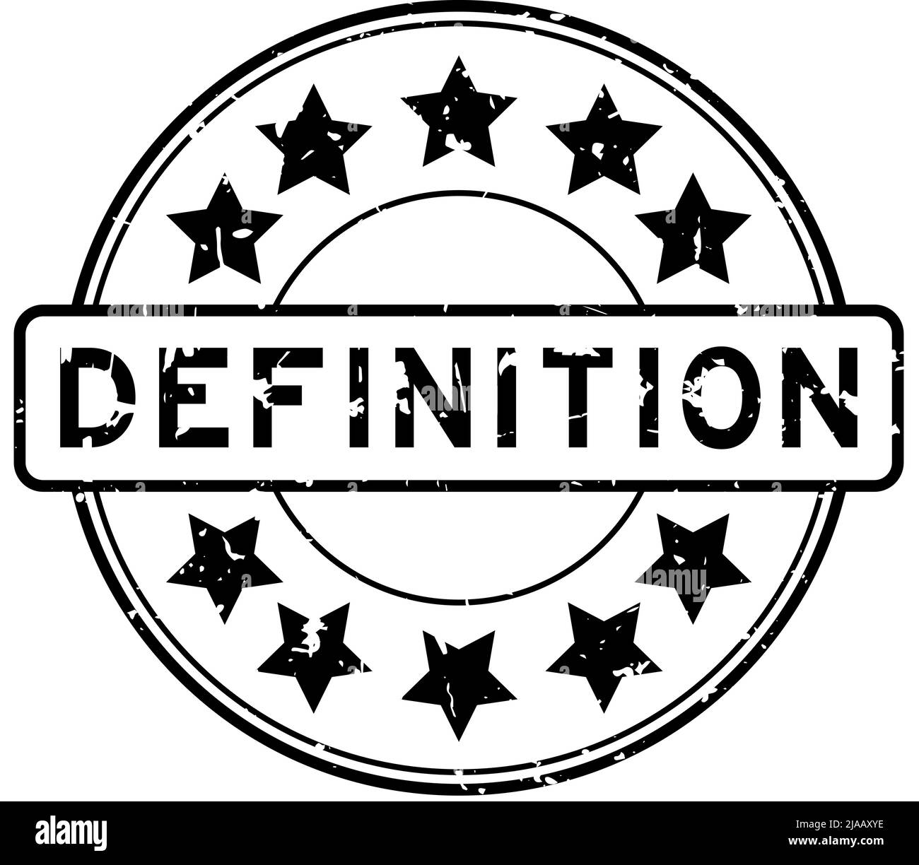 Grunge schwarzes Definitionswort mit Stern-Symbol runden Gummisiegelstempel auf weißem Hintergrund Stock Vektor