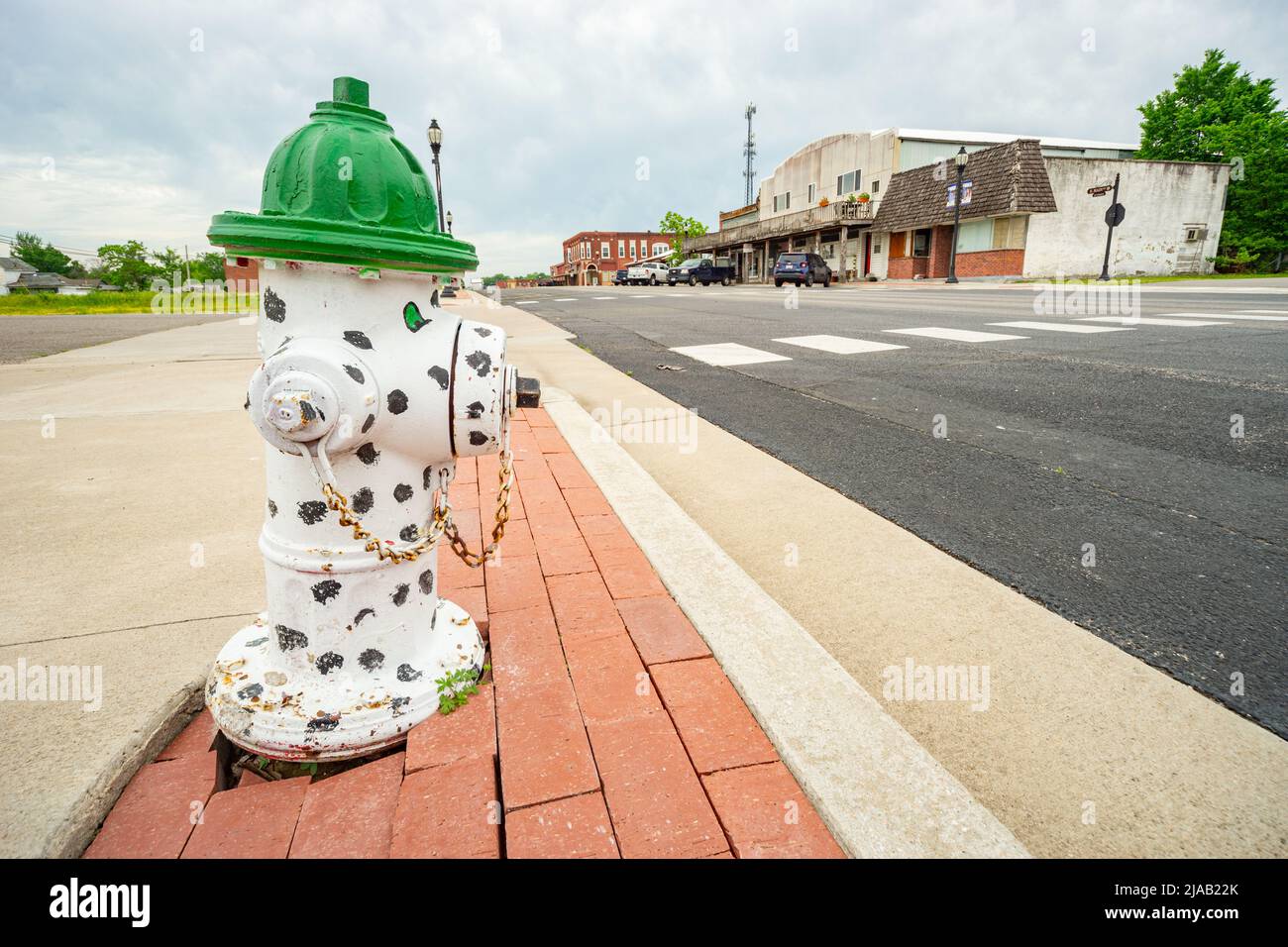 Lackierter Hydrant an der South Main Street, Galena, Kansas, USA Stockfoto