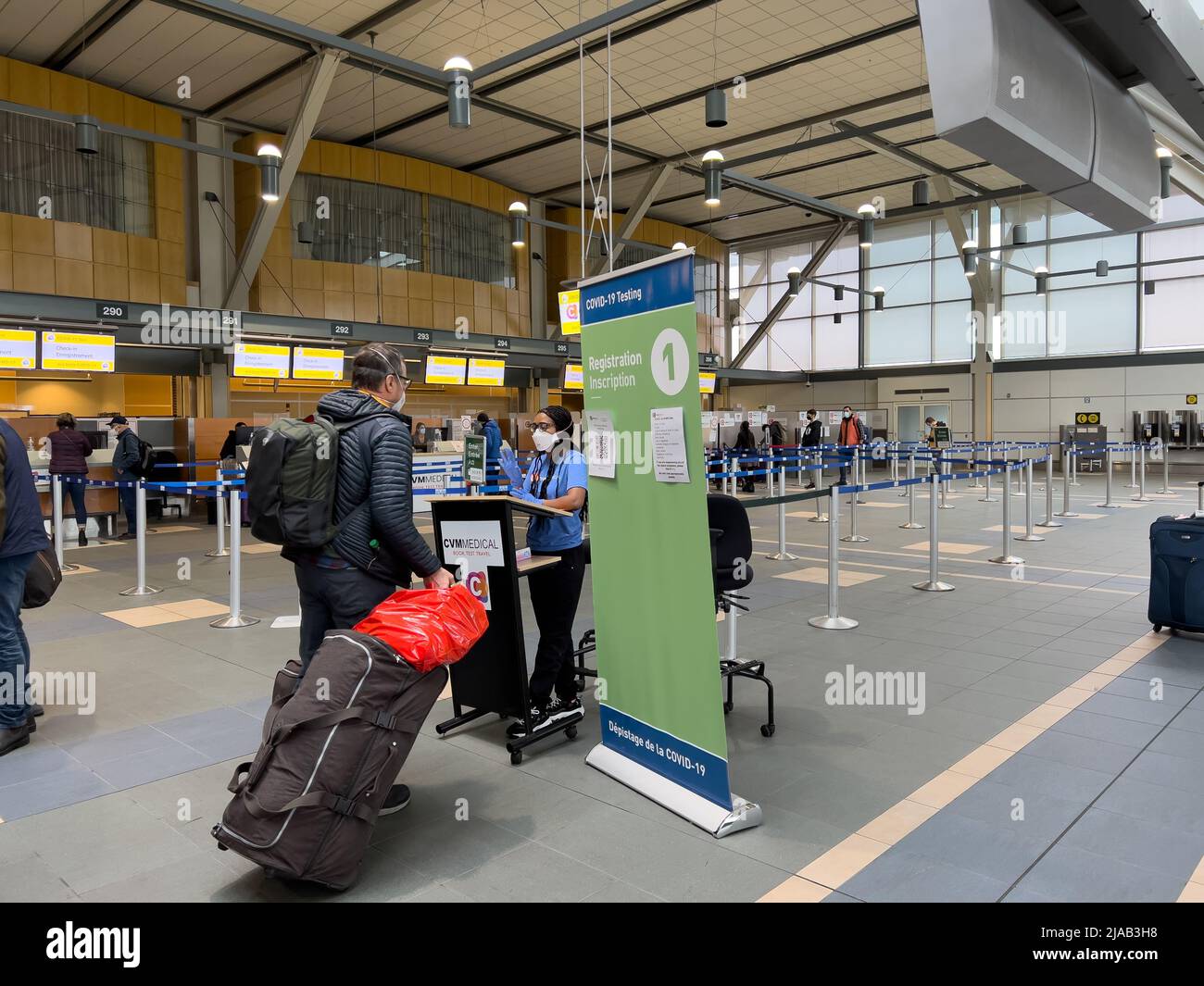 Vancouver, Kanada - 15,2022. Januar: Ansicht der Covid-19-Tests von CVM Medical am Vancouver International Airport (YVR) Stockfoto