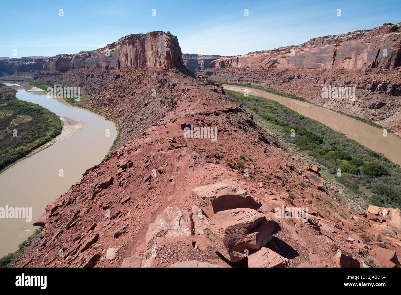 Green River bei Bowknot Bend, Labyrinth Canyon, Utah. Stockfoto