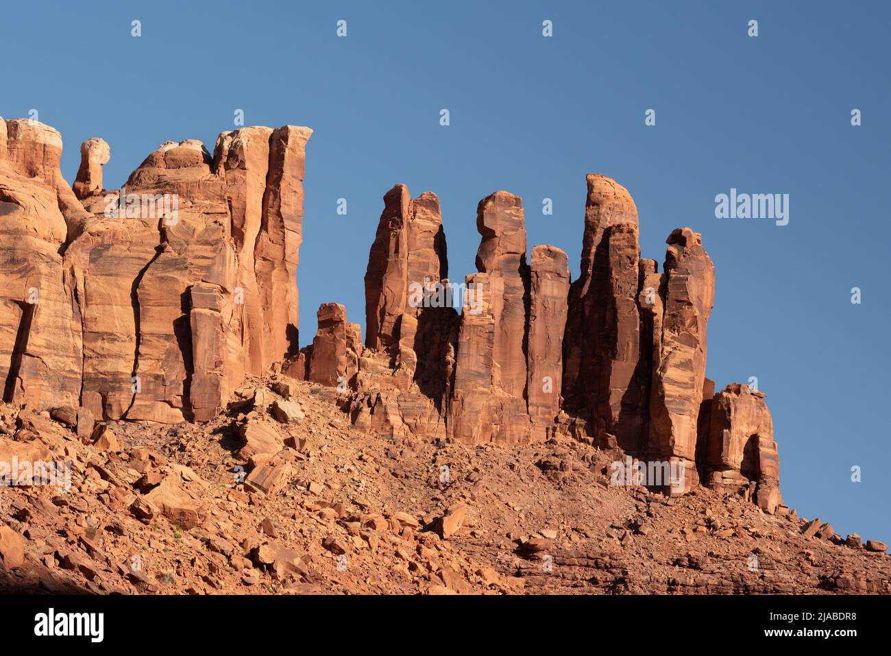 Sandstone Pinnacles, Labyrinth Canyon, Utah. Stockfoto
