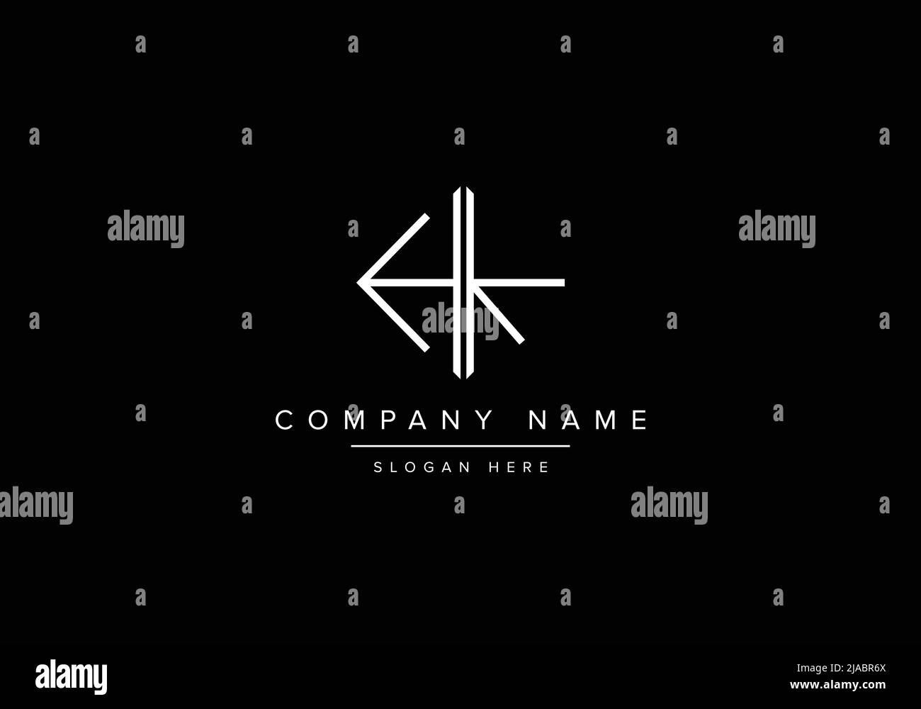 Kreatives Logo mit minimaler Linienkunst, HK-Monogramm Stock Vektor