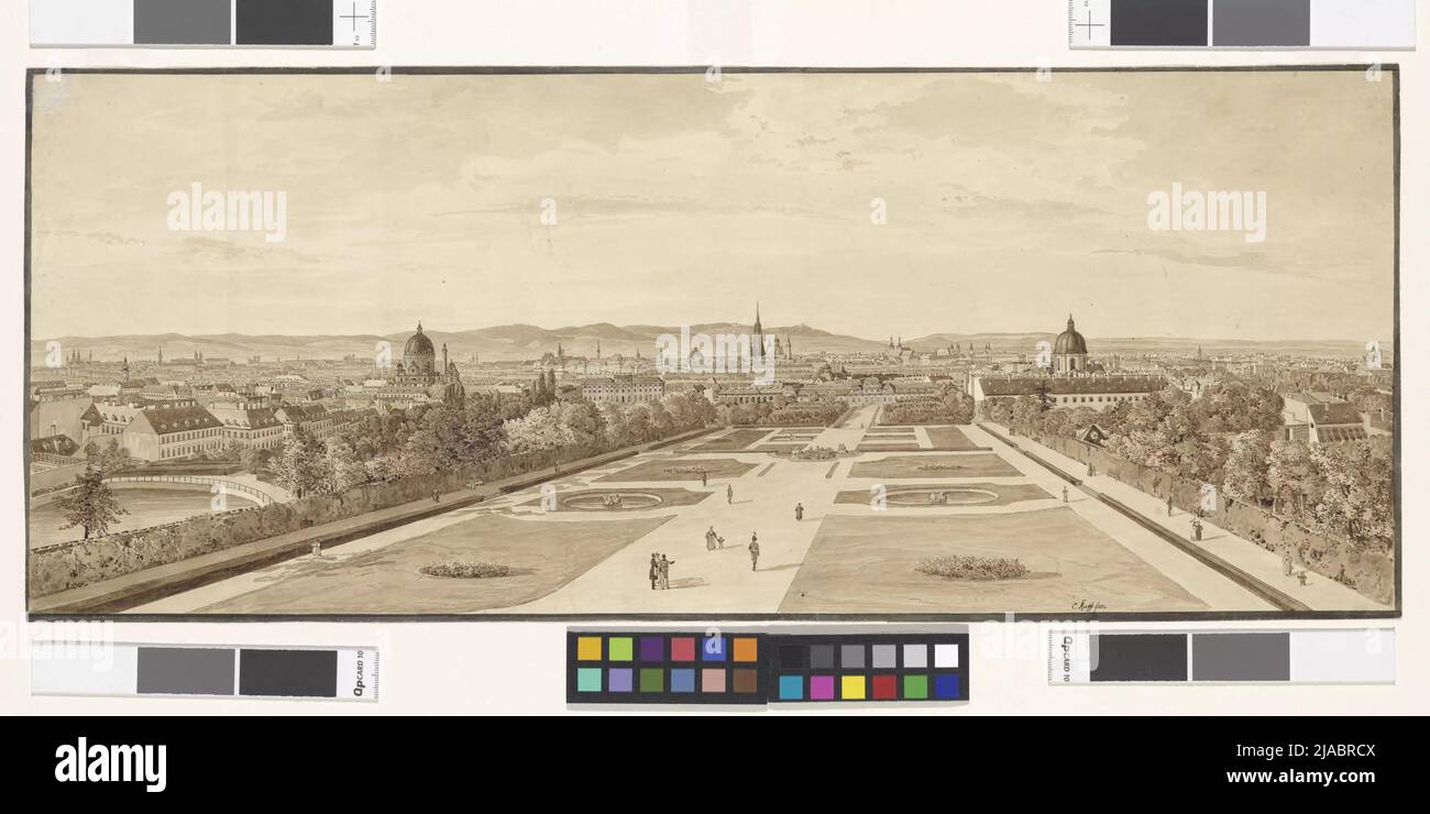 Wien, Panorama (vom Belvedere). Karl (Carl) Russ (Russ) (1779-1843), Künstler Stockfoto