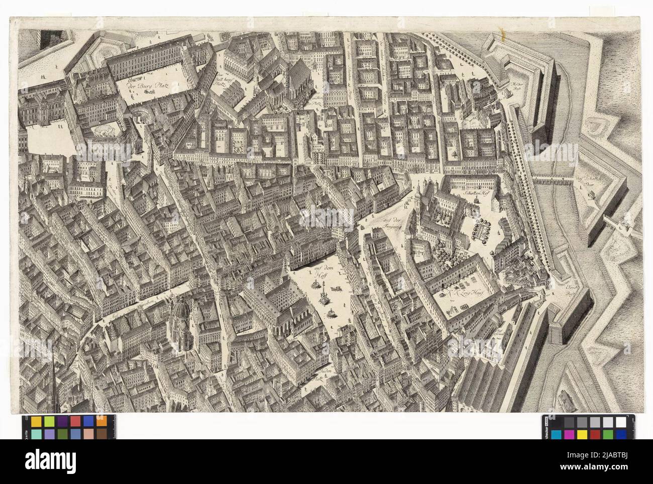 Szenografie/ oder geometrisch perspect Illustration/ Kayl: Königl: Haupt: U: Residenz Stadt/ Wienn/ in Österreich/ auf höchstem Kommando und gezogen/ von 1769 Mai Monots, bis zum letzten Oktober 1774/ ... '. Stadt Wien und ihre Vororte (24 Originalteile in 48 Blättern). Joseph Daniel von Huber (1730-1788) Stockfoto