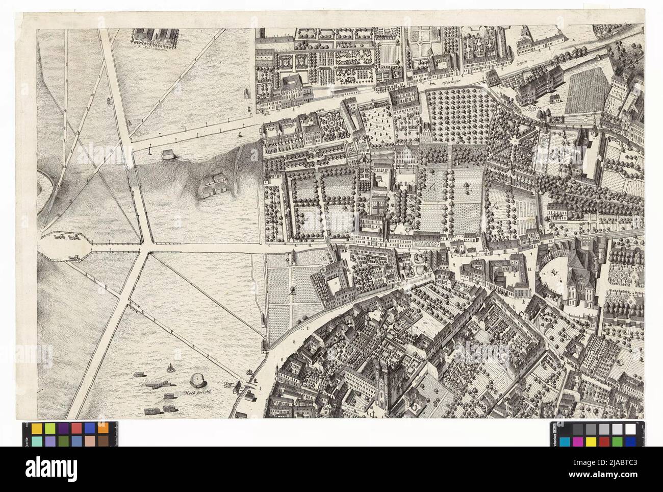 Szenografie/ oder geometrisch perspect Illustration/ Kayl: Königl: Haupt: U: Residenz Stadt/ Wienn/ in Österreich/ auf höchstem Kommando und gezogen/ von 1769 Mai Monots, bis zum letzten Oktober 1774/ ... '. Stadt Wien und ihre Vororte (24 Originalteile in 48 Blättern). Joseph Daniel von Huber (1730-1788) Stockfoto