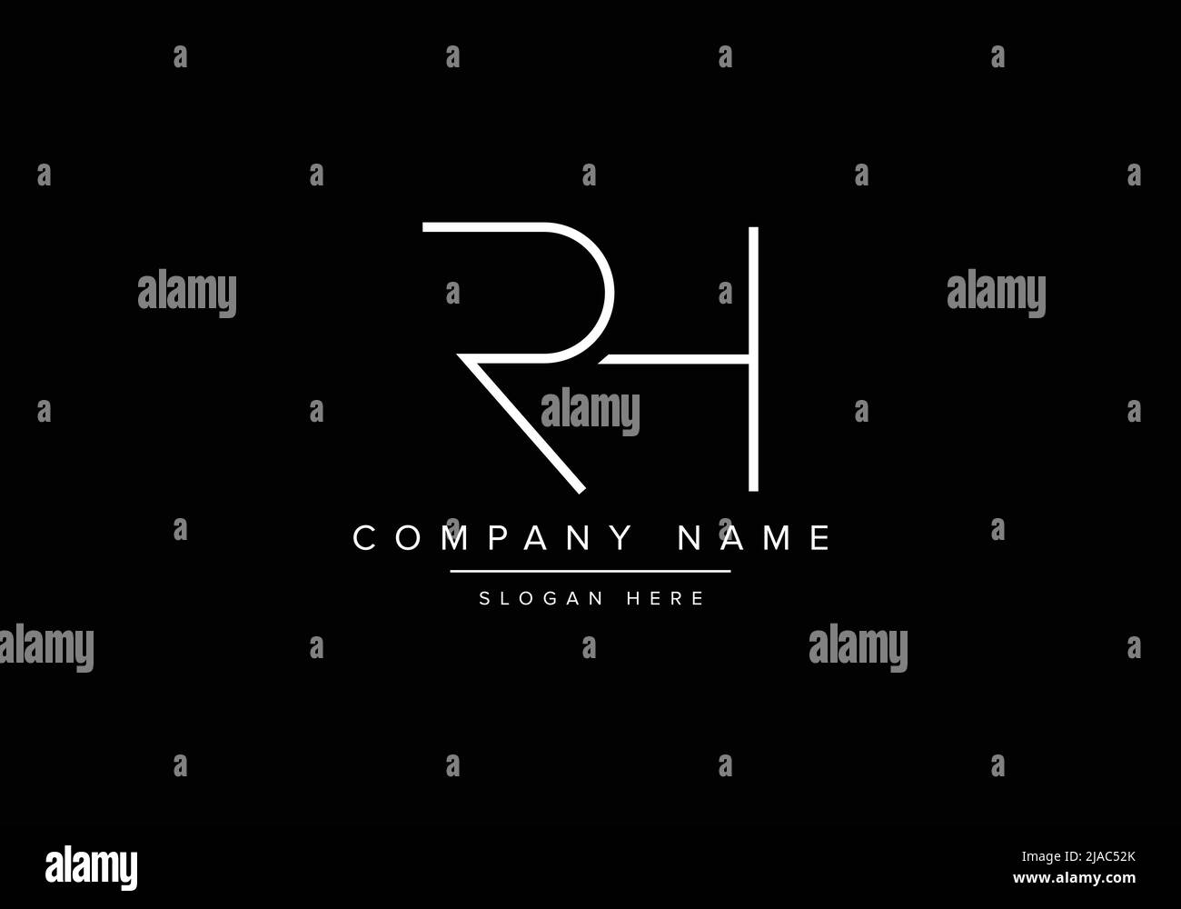 Kreatives Logo mit minimalem Strichgraf, Logo mit RH-Monogramm Stock Vektor