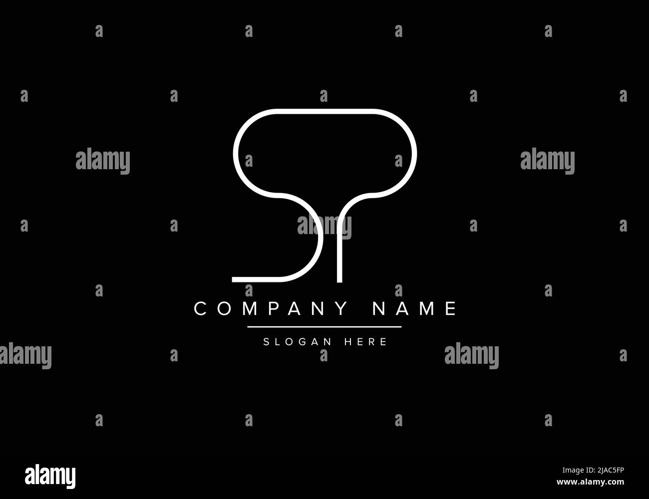 Kreatives Logo mit minimalem Strichgraden, Logo mit SP-Monogramm Stock Vektor