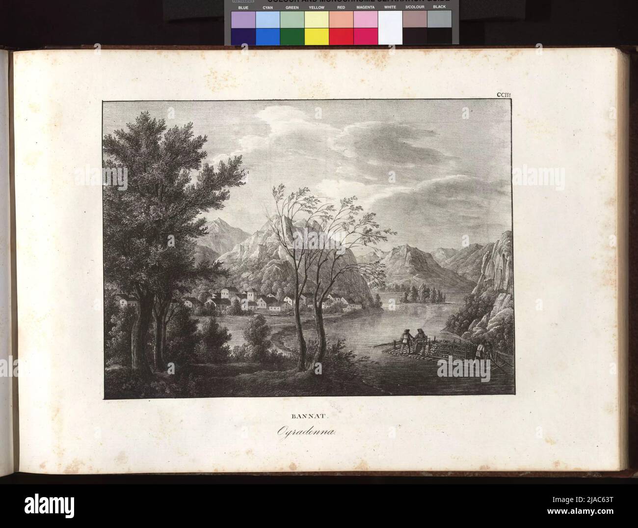 Blick auf die Donau: Bannat. Ogradena. Adolf Friedrich Kunike (1777-1838), Lithograph, Adolf Friedrich Kunike (1777-1838), Herausgeber Stockfoto