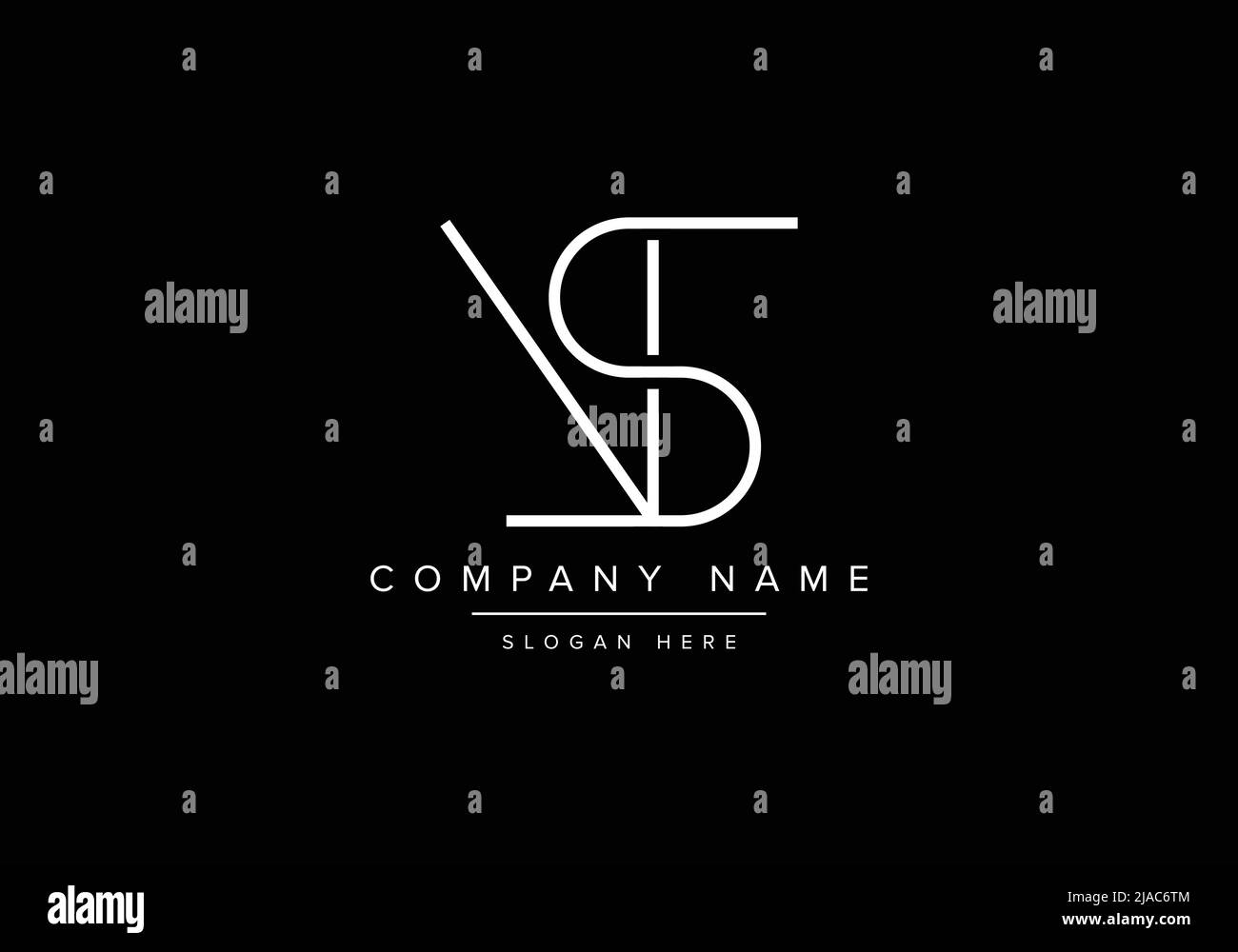 Kreatives Logo mit minimaler Linienkunst, VS-Monogramm Stock Vektor