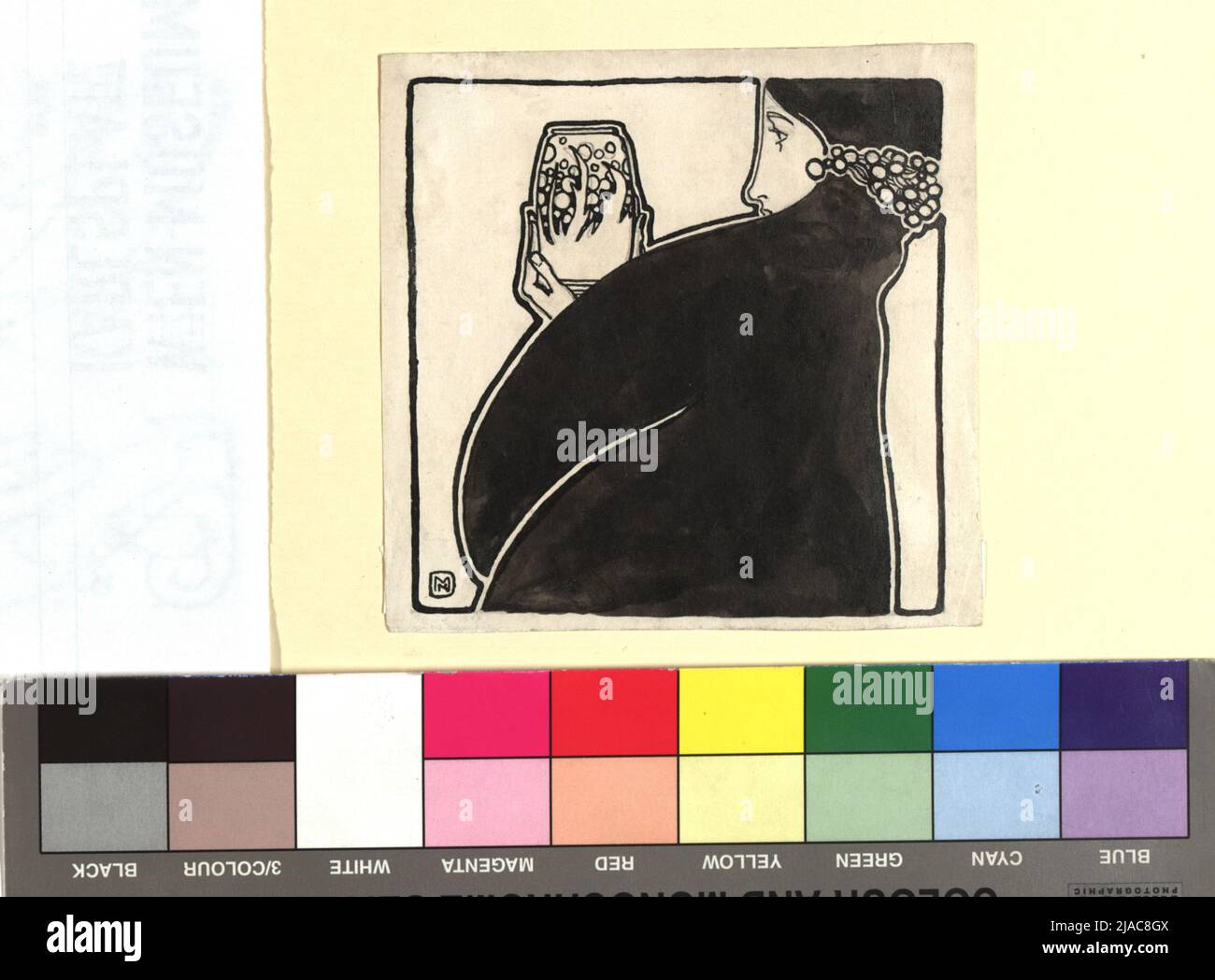 Vignette-Design - Frau mit Glas. Koloman (Kolo) Moser (1868-1918), Künstlerin Stockfoto