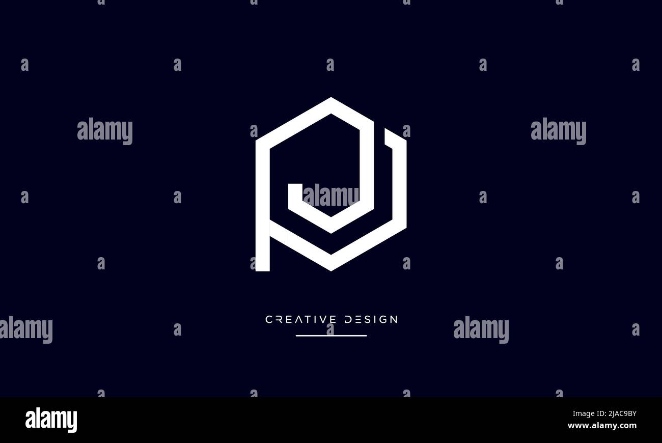 Buchstabenbuchstaben PJ oder JP-Symbollogo Stock Vektor