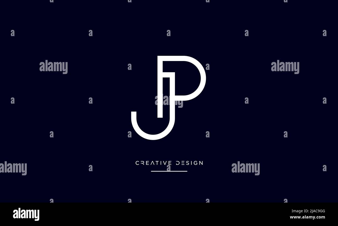 Buchstabenbuchstaben PJ oder JP-Symbollogo Stock Vektor