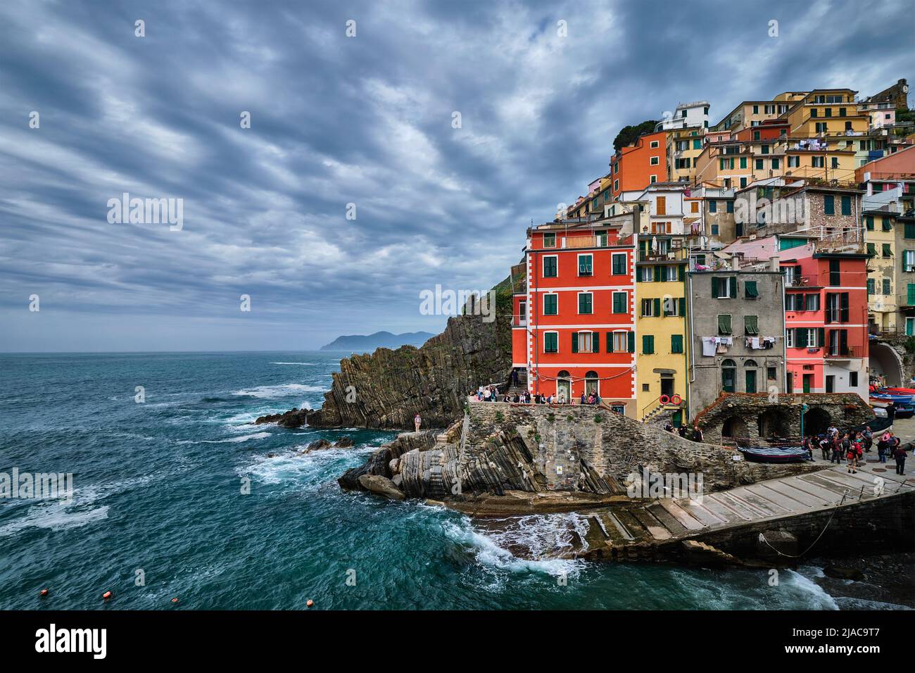 Riomaggiore Dorf, Cinque Terre, Ligurien, Italien Stockfoto