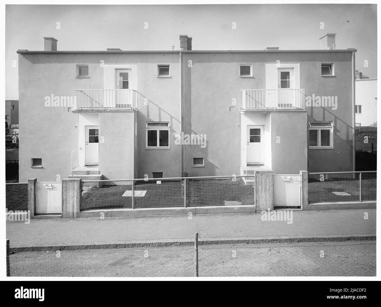 Werkbundsiedlung, Haus 33-34 (13., Veitingergasse 103-105), Straßenansicht. Martin Gerlach jun. (1879-1944), Fotograf, Julius Jirasek (1896-1965), Architekt Stockfoto