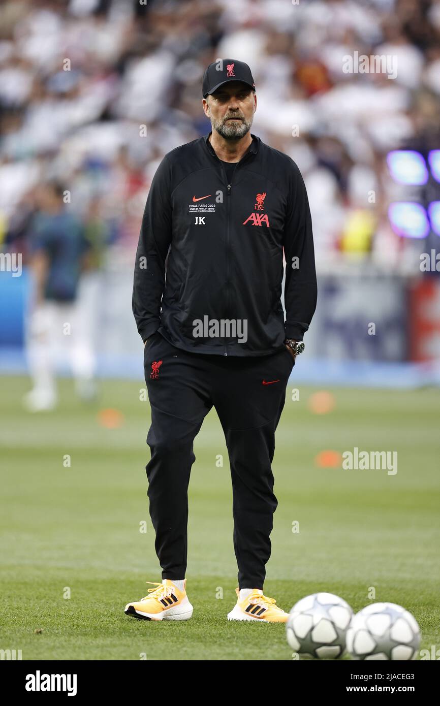 PARIS - FC Liverpool-Trainer Jurgen Klopp während des UEFA Champions League-Endspiel zwischen dem FC Liverpool und Real Madrid am 28. Mai 2022 im Stade de Franc in Paris, Frankreich. ANP | HOLLÄNDISCHE HÖHE | MAURICE VAN STONE Stockfoto