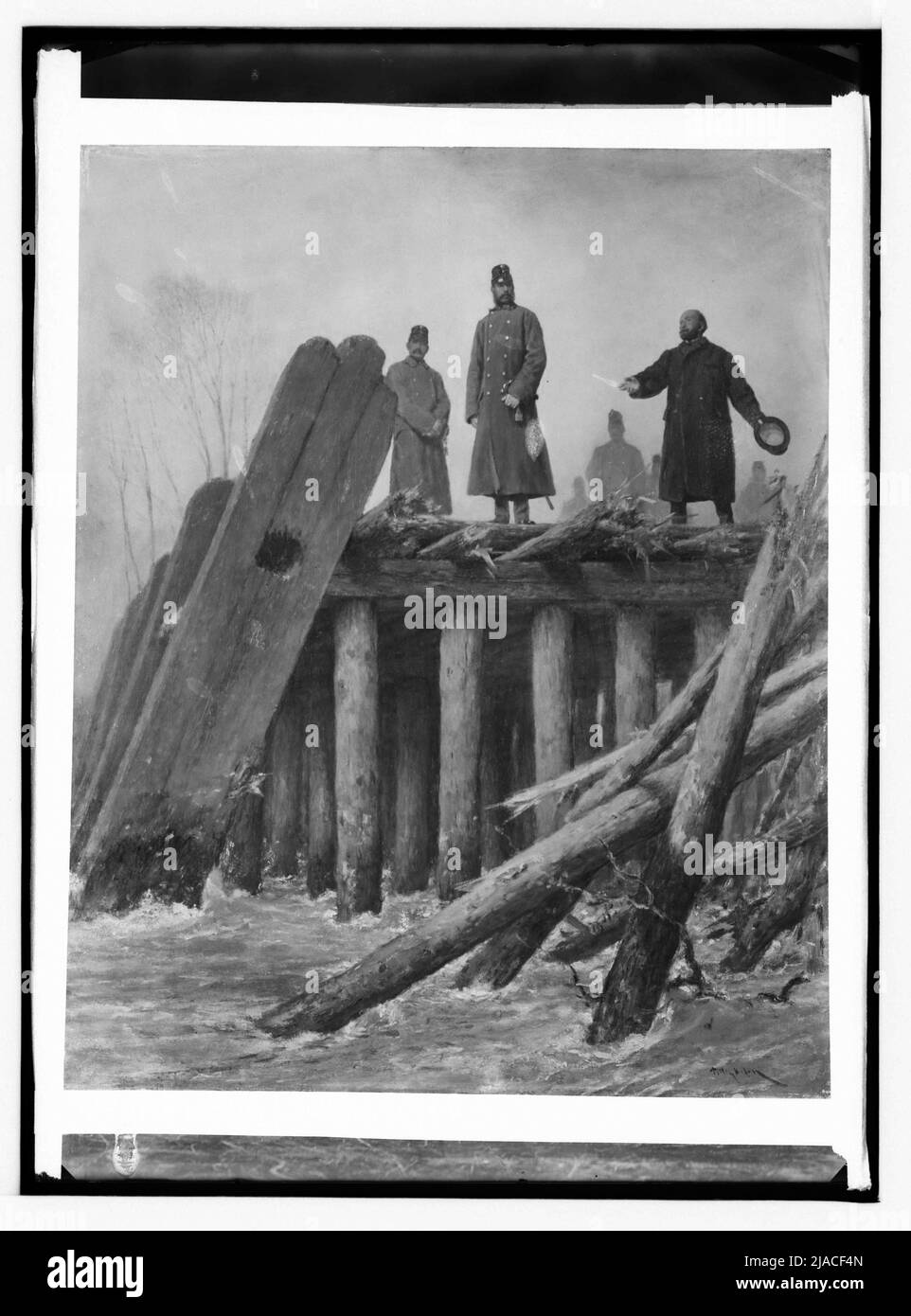 Franz Joseph auf der großen, von Überschwemmungen zerstörten Tabor-Brücke, 1862 (Inv.-Nr. L 29035, S. Martin Gerlach jun. (1879-1944), Fotograf, August Xaver Karl Pettenkofen (Ritter von) (1822-1889), Künstler, Franz Joseph I. (Habsburg-Lothringen), Erzherzog von Österreich, Kaiser von Österreich (1830-1916), Porträt von Stockfoto