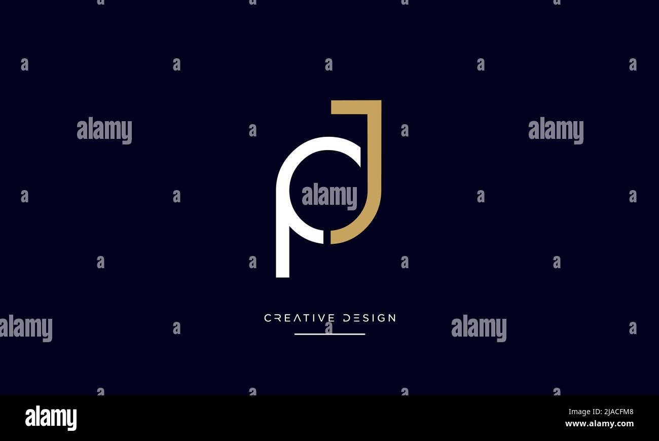 Buchstabenbuchstaben PJ oder JP-Symbollogo Stock Vektor