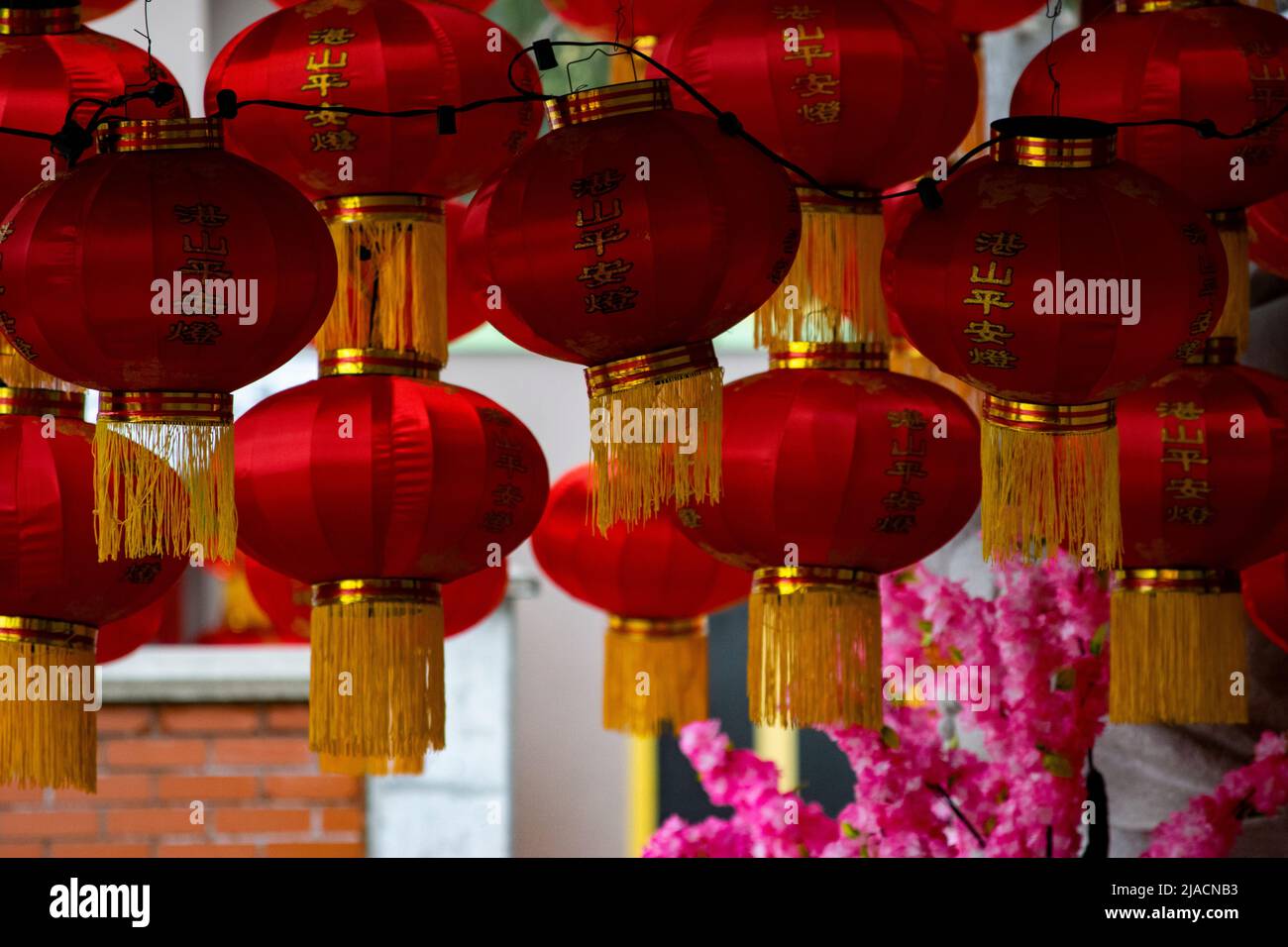 Chinesische Papierlaternen in einem Tempel - Stock Fotografie Stockfoto