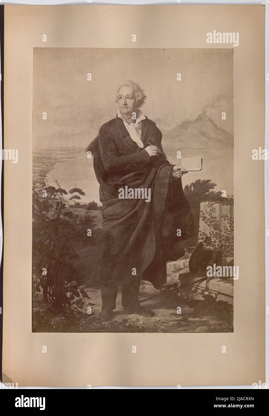 Johann Wolfgang von Goethe als Dichter und Künstler vor dem Vesuv. Nach: Heinrich Christopher Kolbe (1771-1836), Künstler Stockfoto