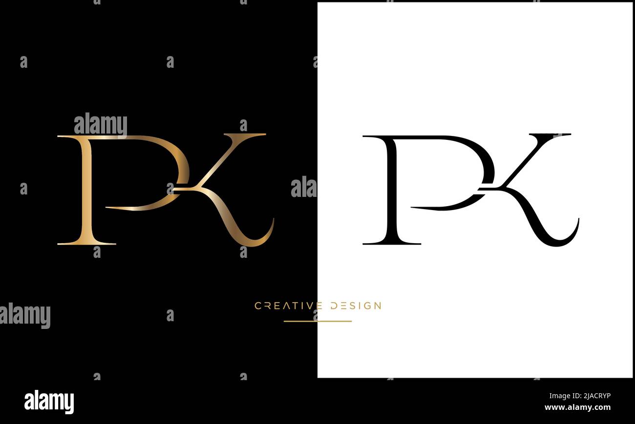 Alphabet Buchstaben PK oder KP Abstraktes Icon Logo Stock Vektor