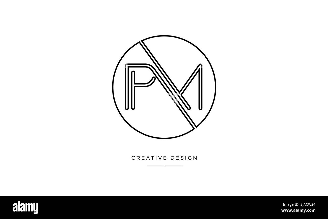 Alphabet Buchstaben PM oder MP Abstraktes Symbol Logo Monogramm Stock Vektor