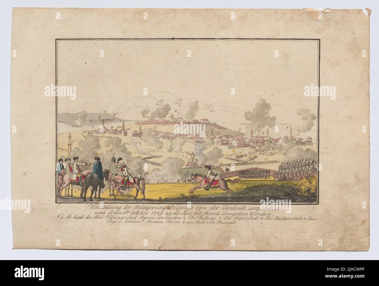 "Präsentation der Belagerung Belgrads vom Land aus ...". Belagerer Belagerer vom 15. September bis 8. Oktober 1789. Unbekannt Stockfoto