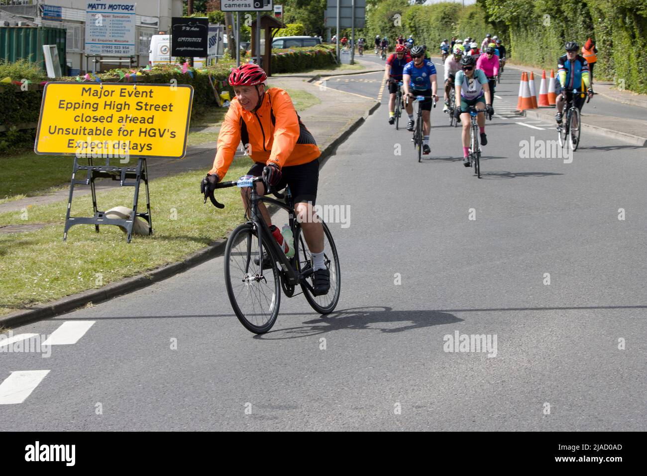 Teilnehmer Teilnehmer Charity Cycling Event RideLondon Fyfield Essex Stockfoto