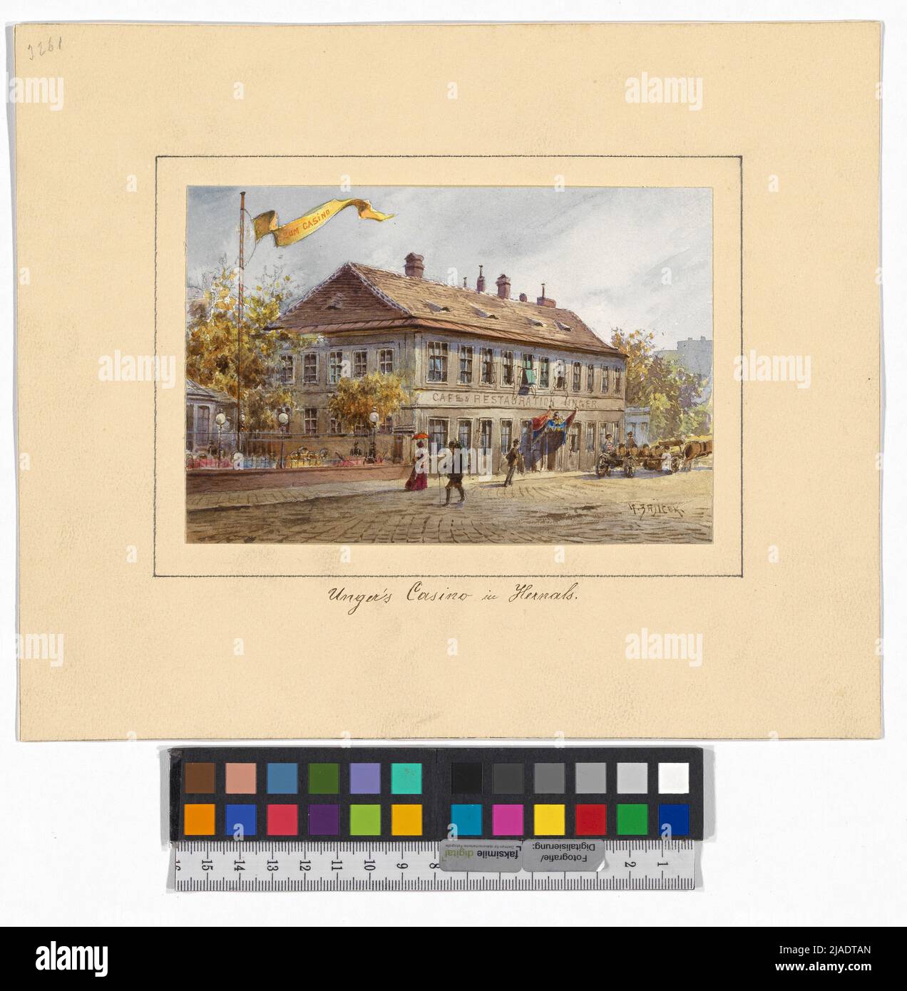 Ungers Casino in Hernals. Karl Wenzel Zajicek (1860-1923), Aquarellist Stockfoto