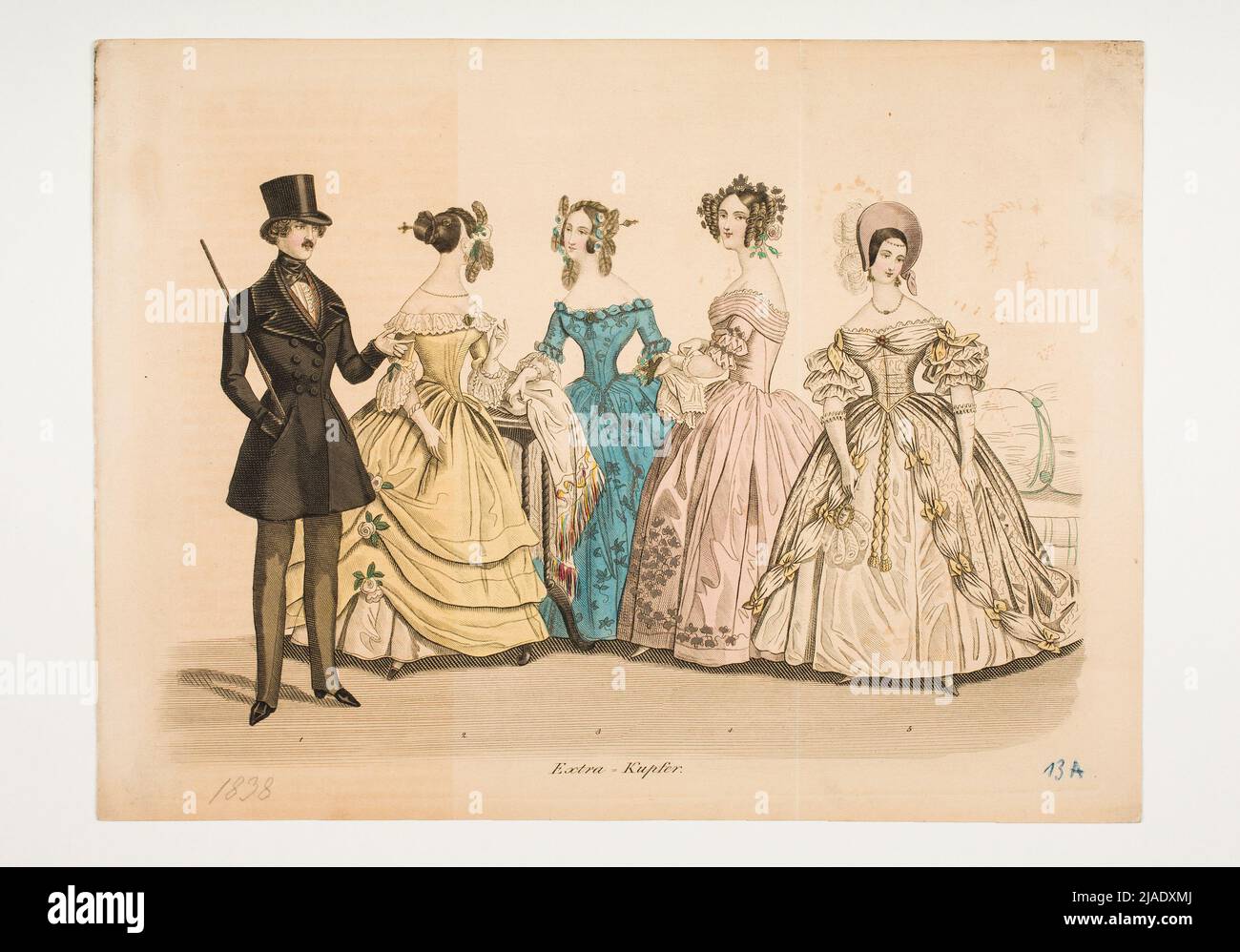 Fashion Image: Fünf Figuren, vier soziale Kleider, ein Herrenanzug.  Unbekannt Stockfotografie - Alamy