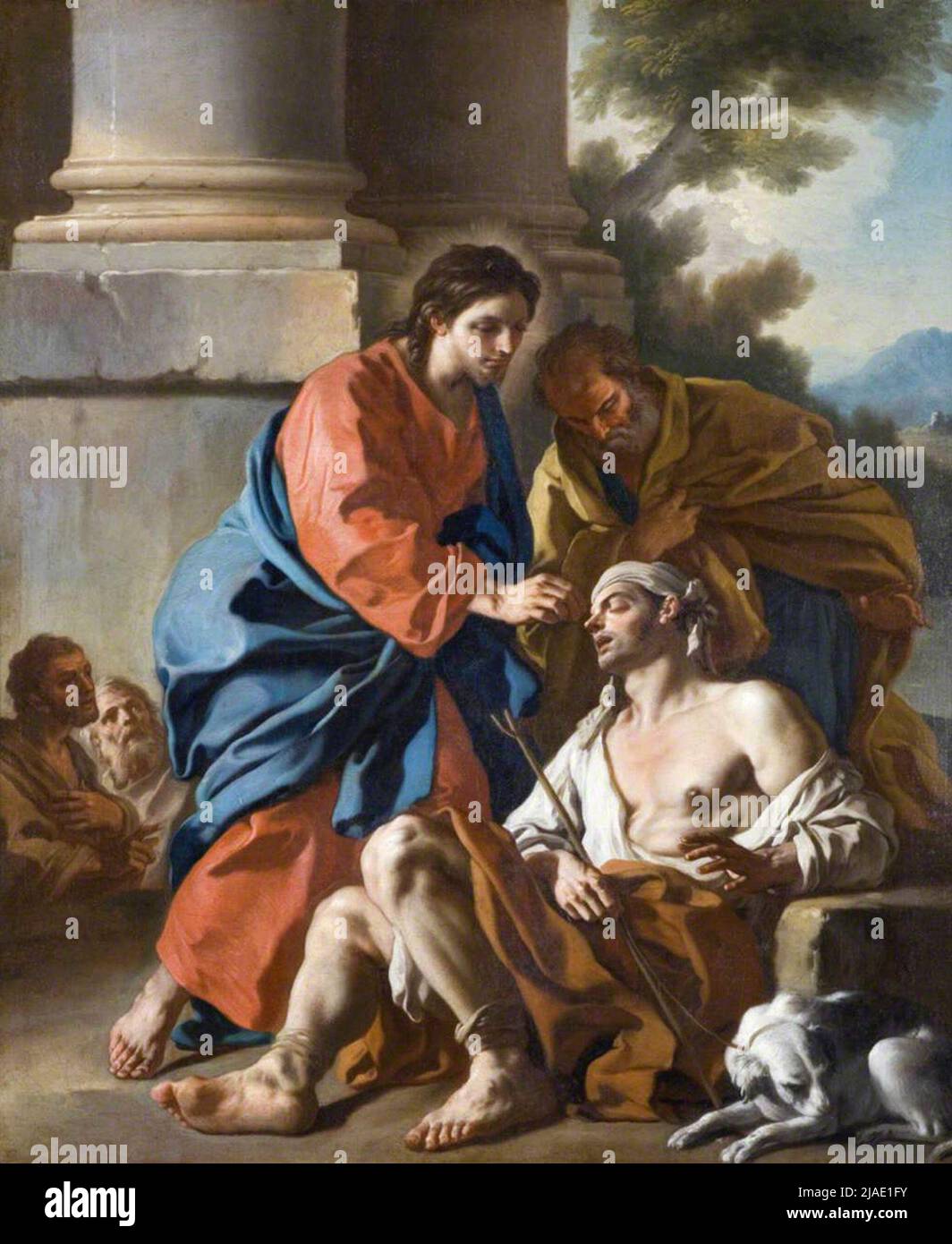Christ Healing the Blind man von Francesco de Mura Stockfoto