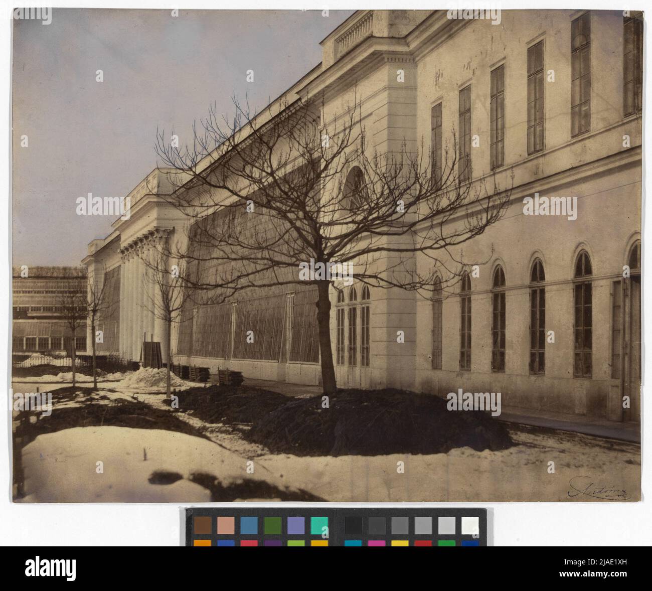 1., Burggarten (Kaisergarten): Das Glashaus im Winter. Franz Antoine (Jun.) (1815-1886), Fotograf Stockfoto