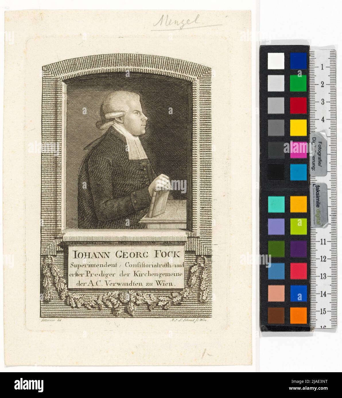 Johann Georg Fock (1757-1835), erster Pfarrer der Evangelischen Gemeinde A. B. in Wien. M z. L. Schmid, Kupferstecher, nach: Johann Sollerer (1747-1809), Schublade Stockfoto