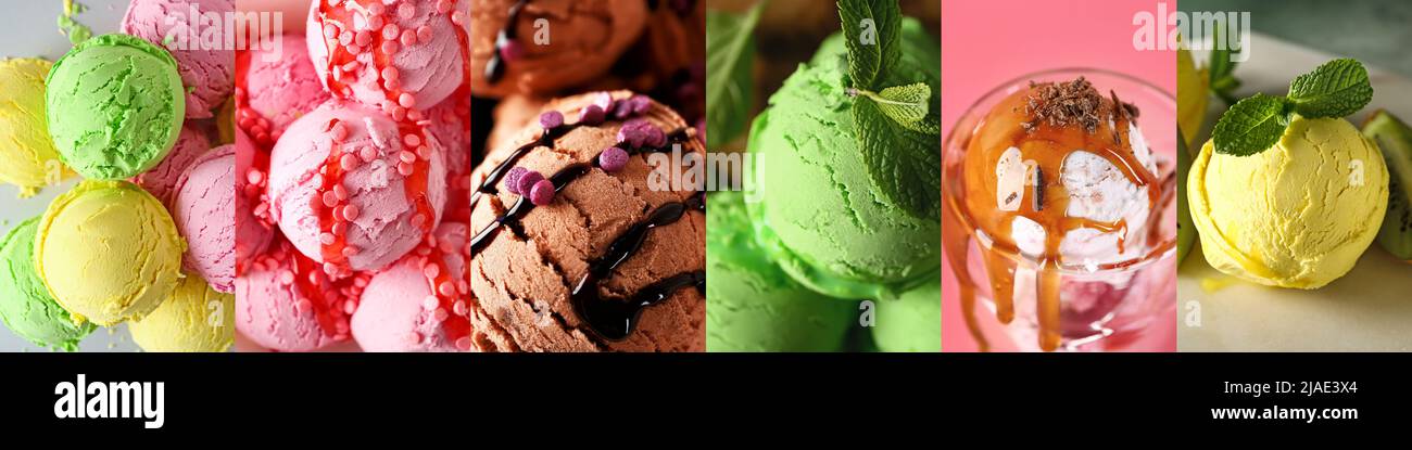 Collage mit verschiedenen süßen Eis Stockfoto