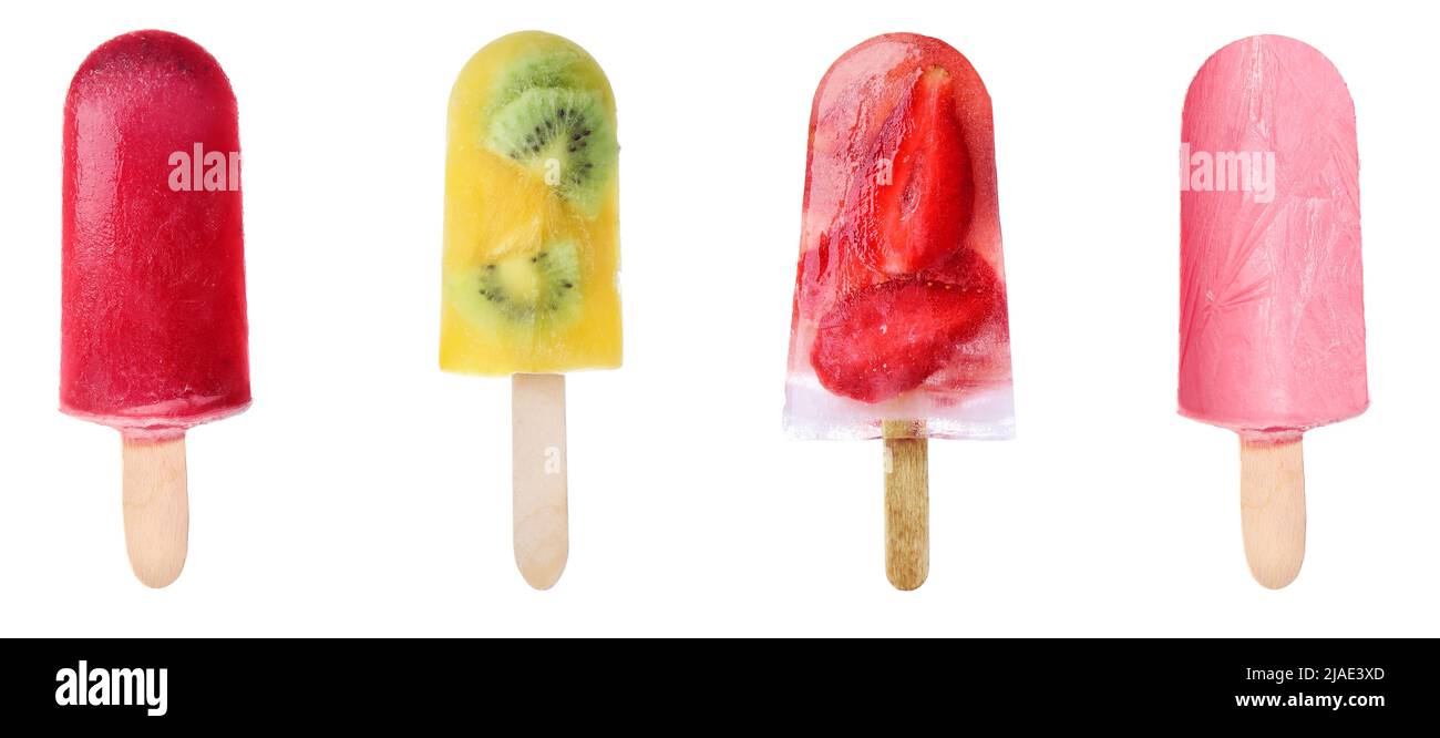 Set von leckeren Eis isoliert auf weiß Stockfoto