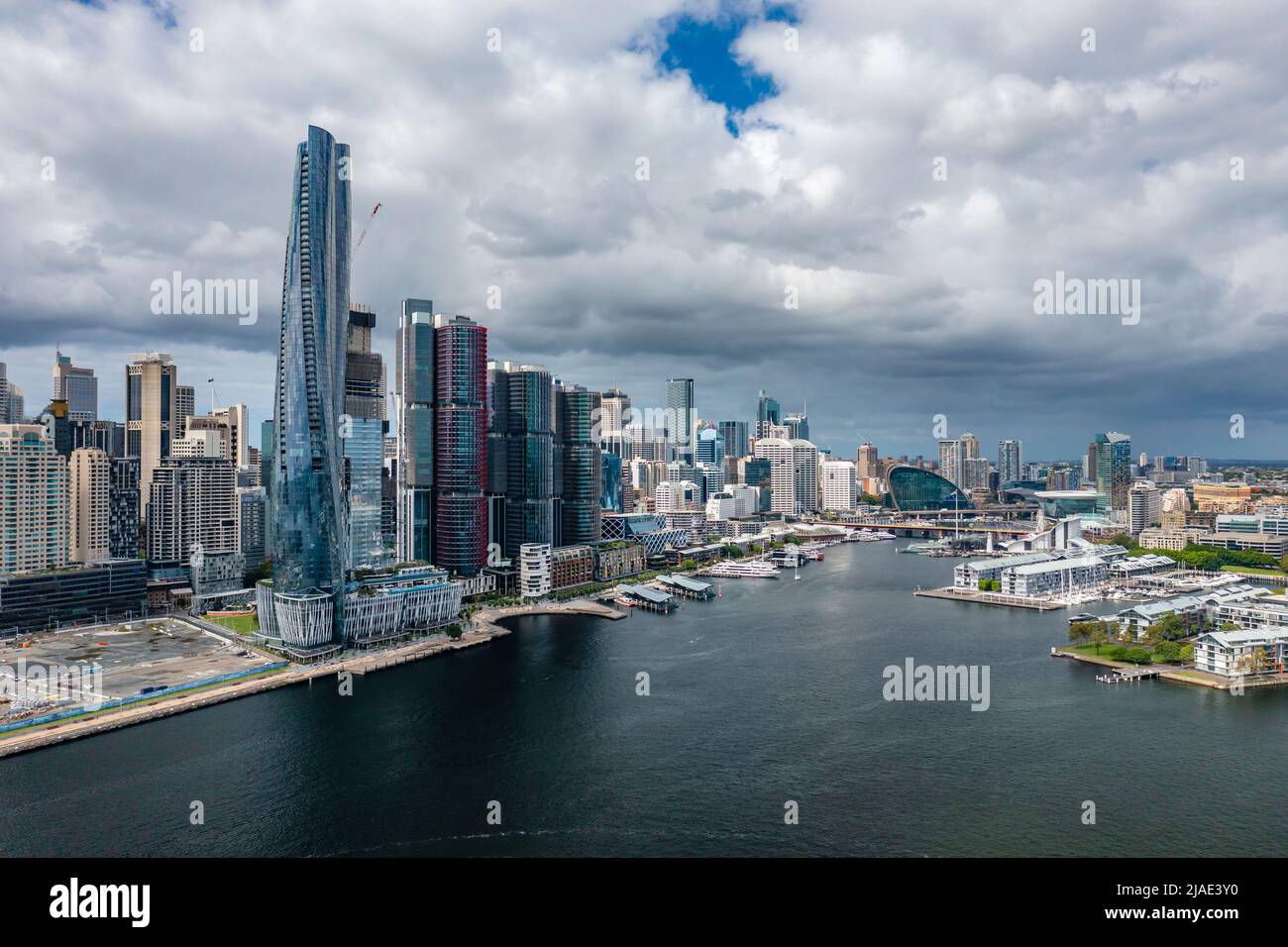Luftaufnahme des Darling Harbour von Sydney Stockfoto