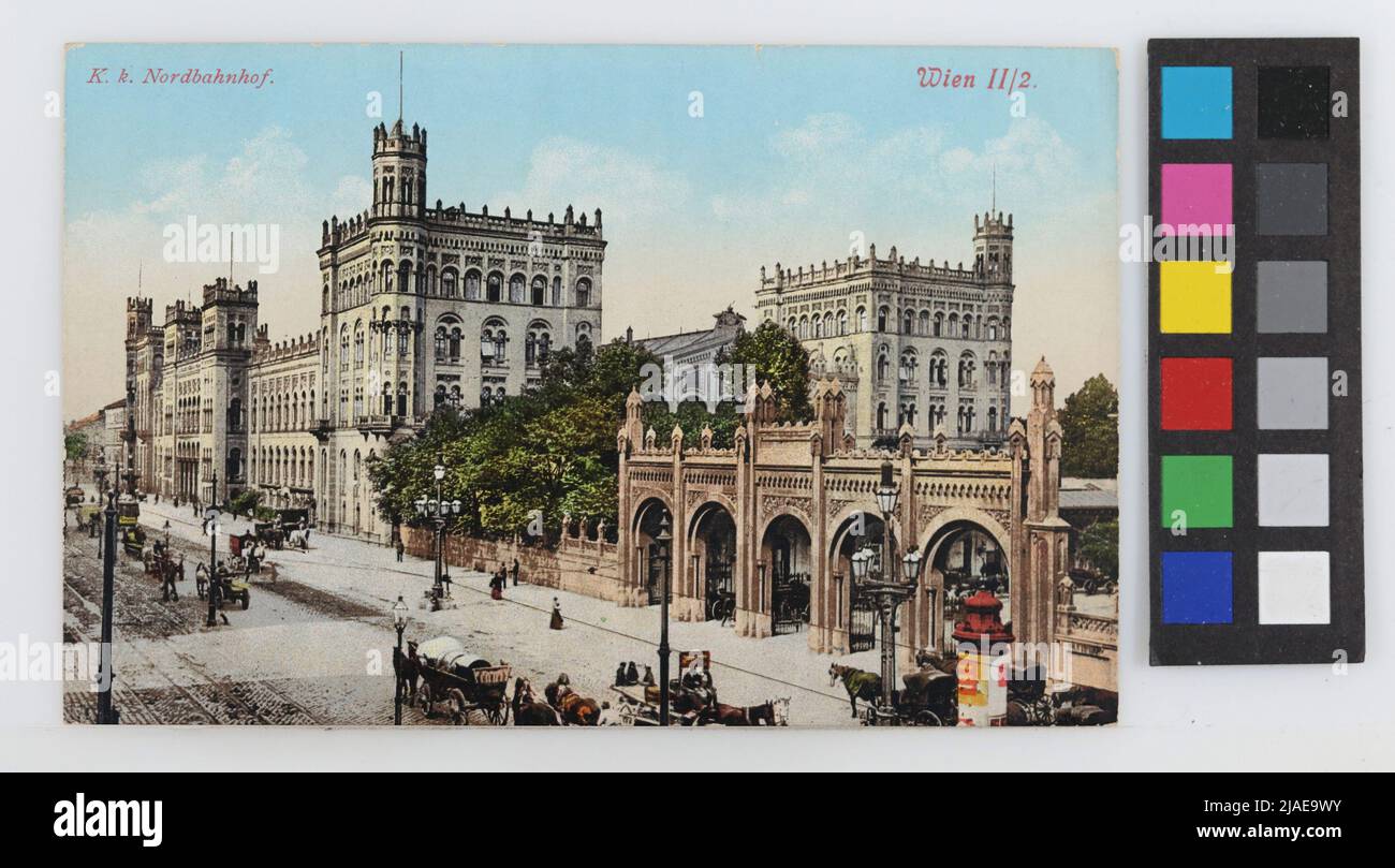 2., Nordbahnstraße 1 - Nordbahnhof, Postkarte. Paul Ledermann (1882-1946), Produzent Stockfoto