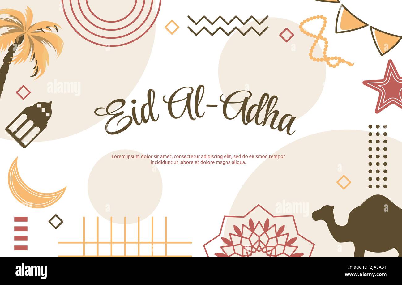 Eid Adha Mubarak Islamisches Opfer Ereignis Memphis Karte Hintergrund Stock Vektor