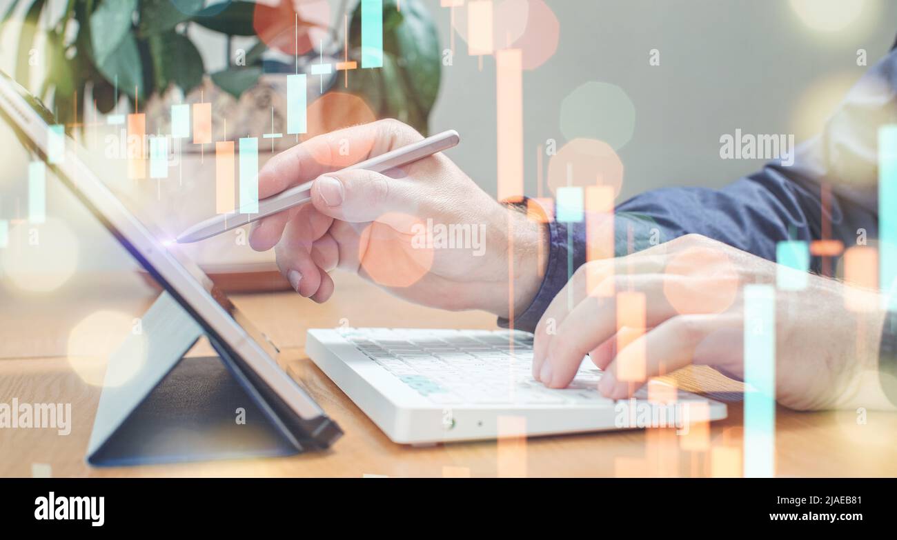 Business Finance Technologie und Investitionskonzept, Business Finance Hintergrund. Stockfoto
