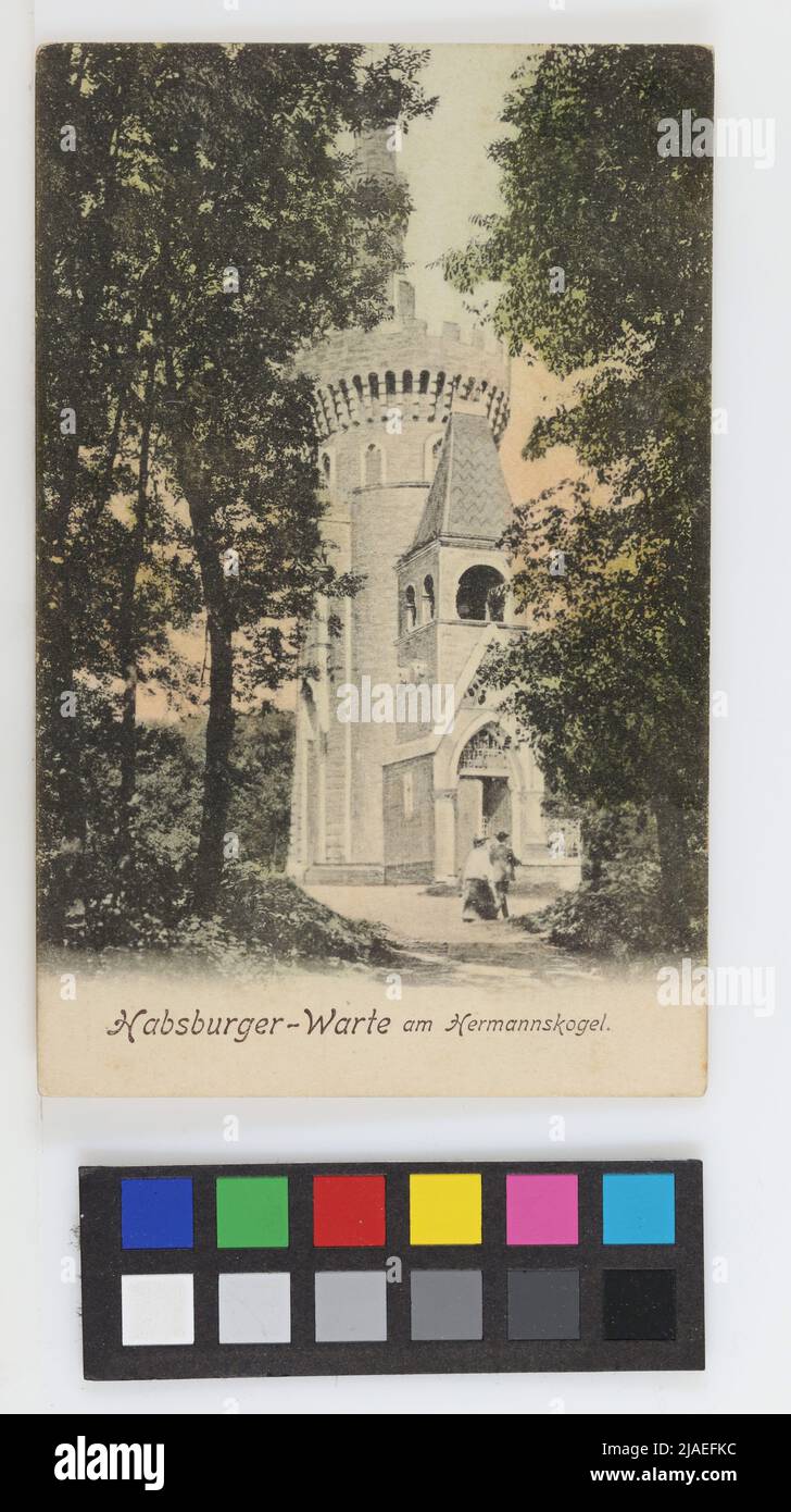 19., Hermannskogel - Habsburgwarte, Postkarte. Sperlings Postkartenverlag (M. M. S.), Produzent Stockfoto