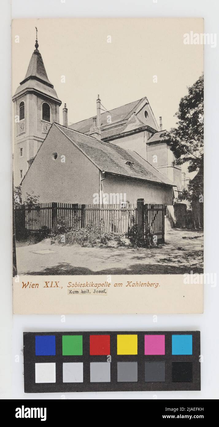 19., Kahlenberg - Josefskirche/Sobieskikapelle, Postkarte. Wolf, United Kunststalten Wien, Produzent Stockfoto